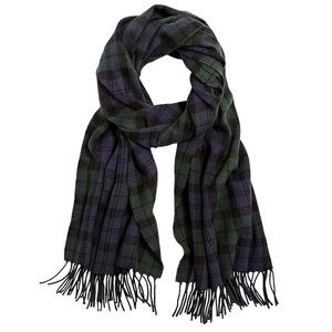 J. Crew Classic Plaid Scarf 77.5” Black #H2853